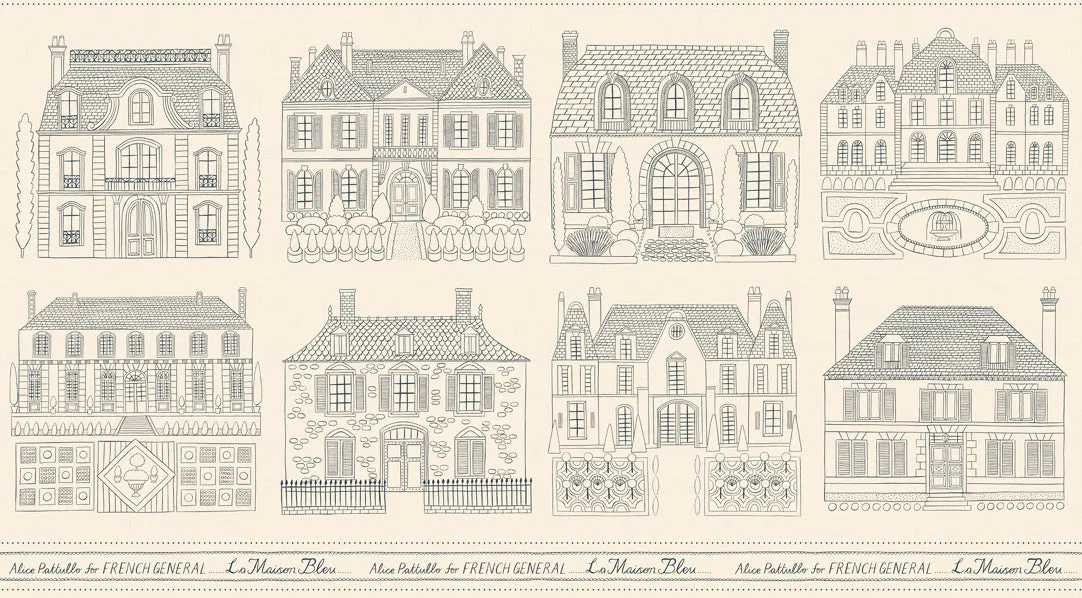 French General La Maison Bleu sampler broderie lin-coton 61x112 cm