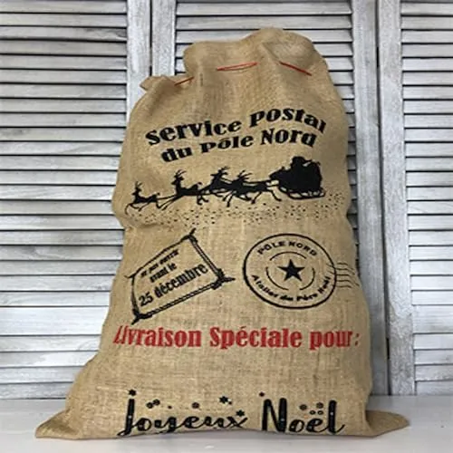Tissushop hotte Père Noël toile de jute 50x80 naturel
