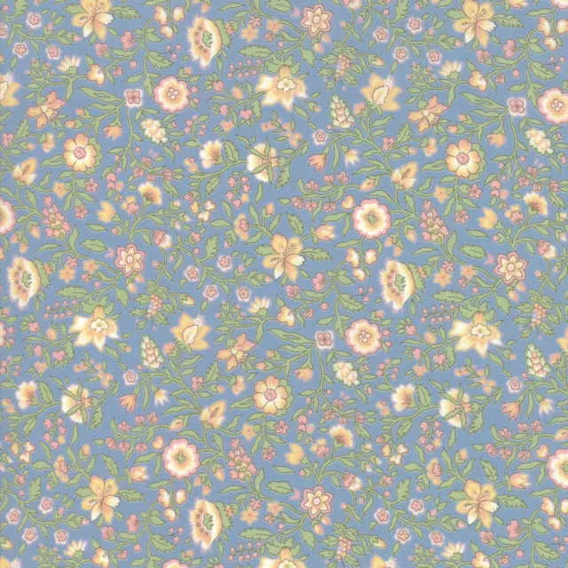 French General Tres Jolie tissu lawn coton au mètre bleu pastel