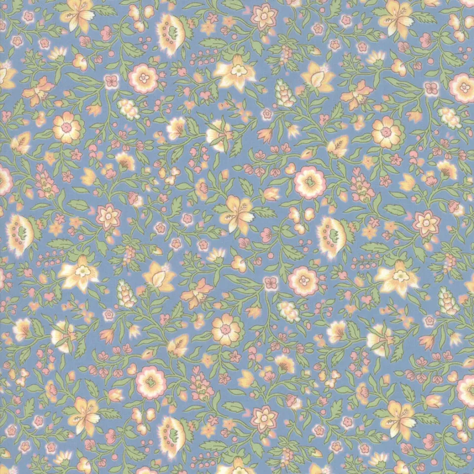 French General Tres Jolie tissu lawn coton au mètre bleu pastel