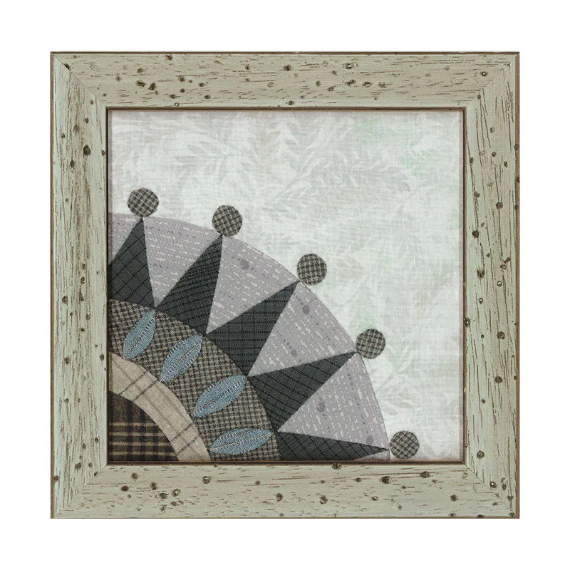 Yoko Saito QuiltParty cadre bois bleu gris 18 cm patiné