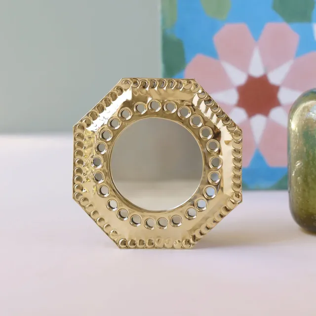 La Maison Naïve Petit Miroir Octogonal laiton doré