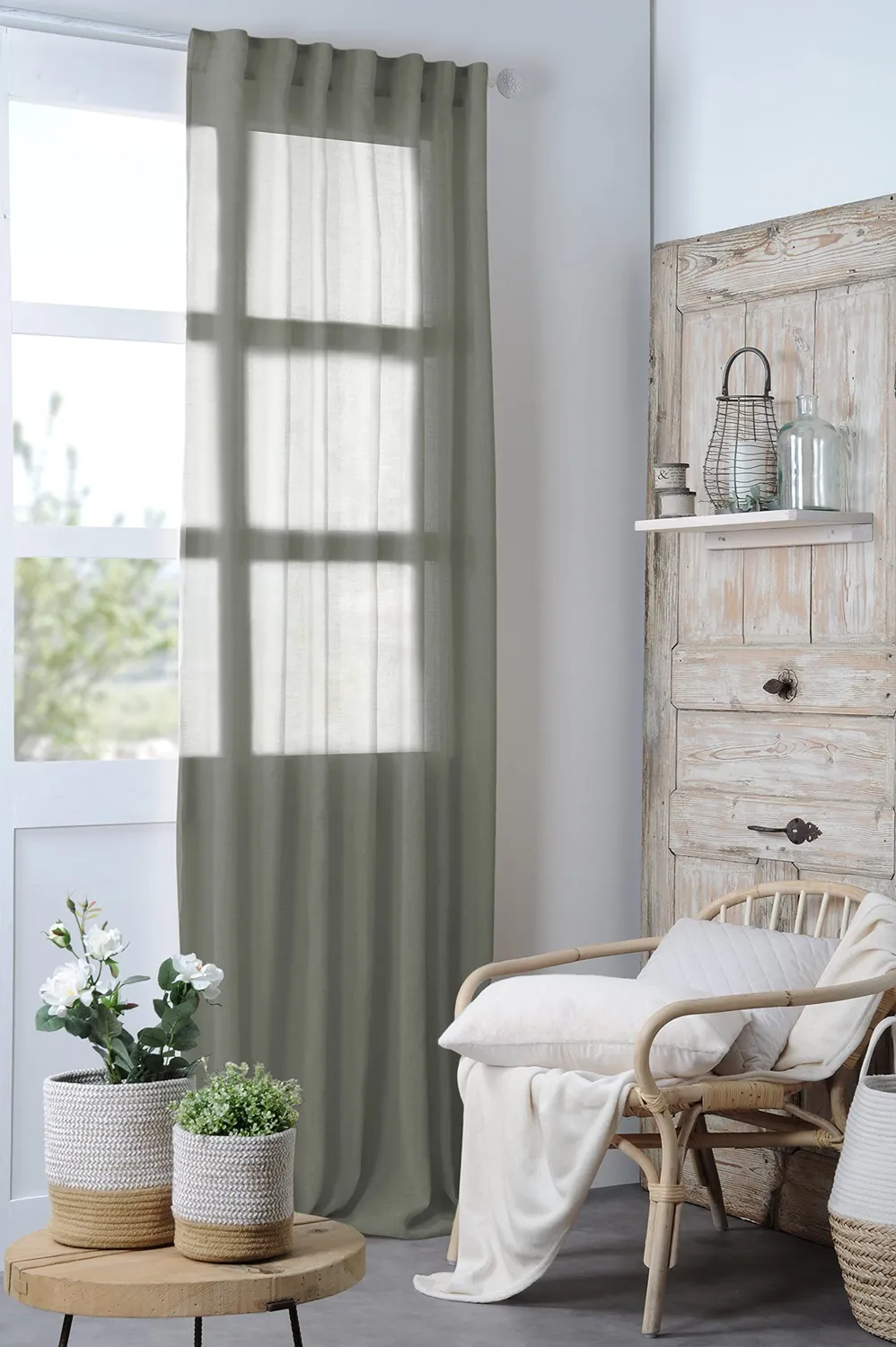 STOF Madrid voile 140x260 cm kaki polyester effet lin