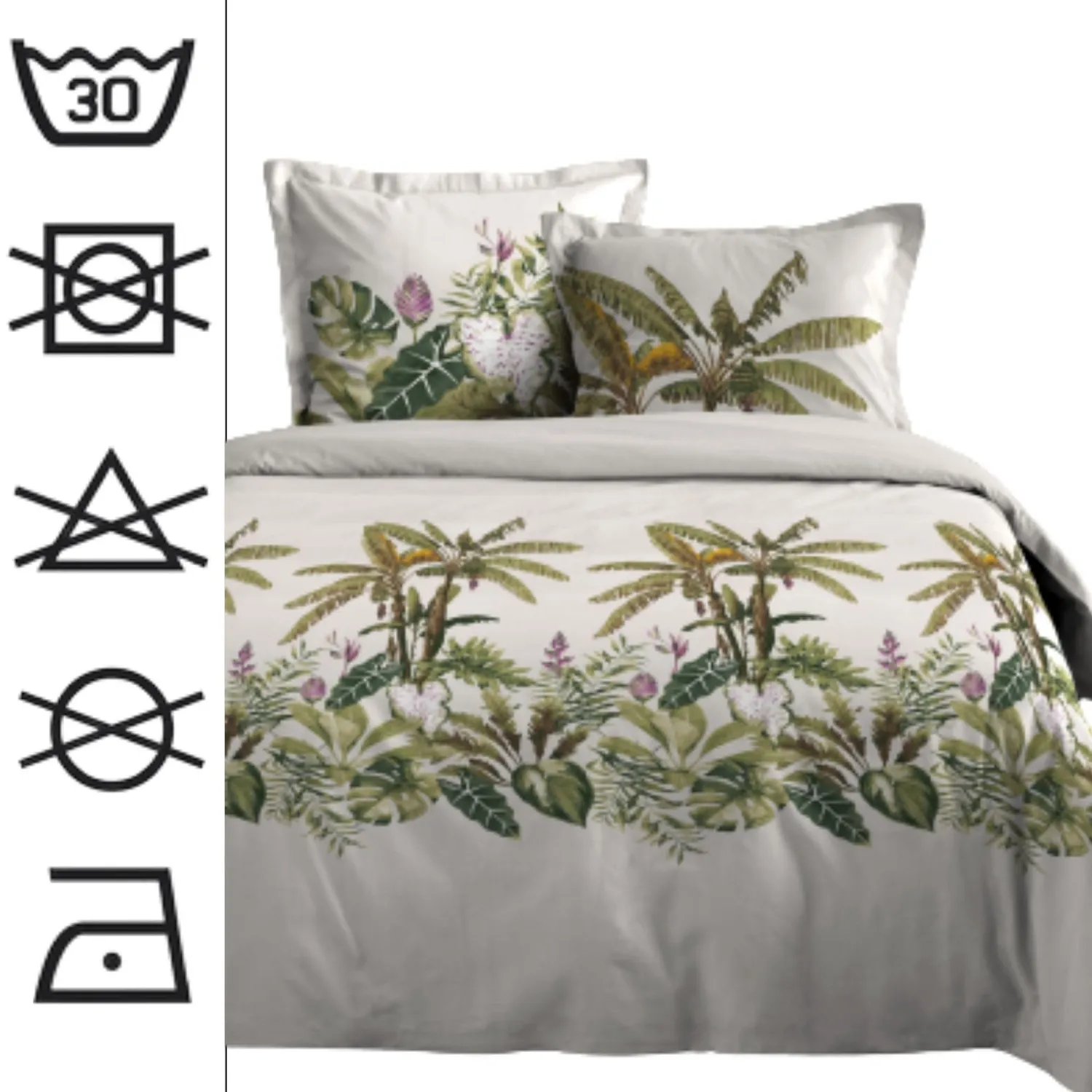 Stof Antilles housse couette 240x220 vert coton +2 taies