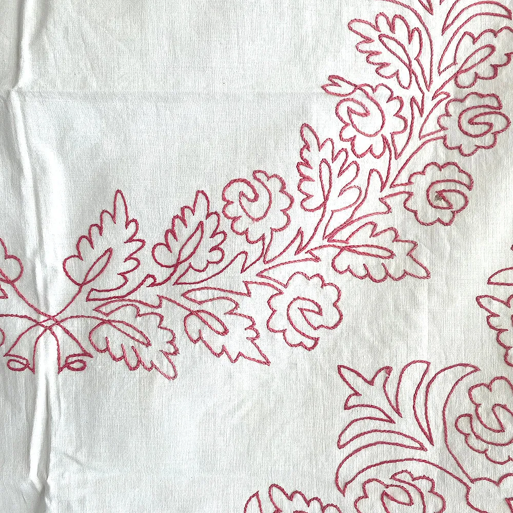 French General Red Work Wreath housse coussin ancienne lot 2
