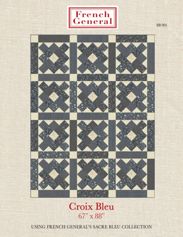 French General Sacre Bleu Croix Bleu patron patchwork bleu