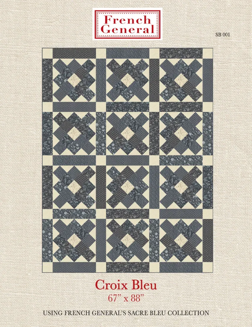 French General Sacre Bleu Croix Bleu patron patchwork bleu