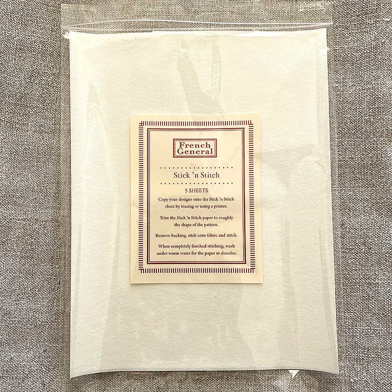 French General Stick and Stitch papier hydrosoluble 5 feuilles