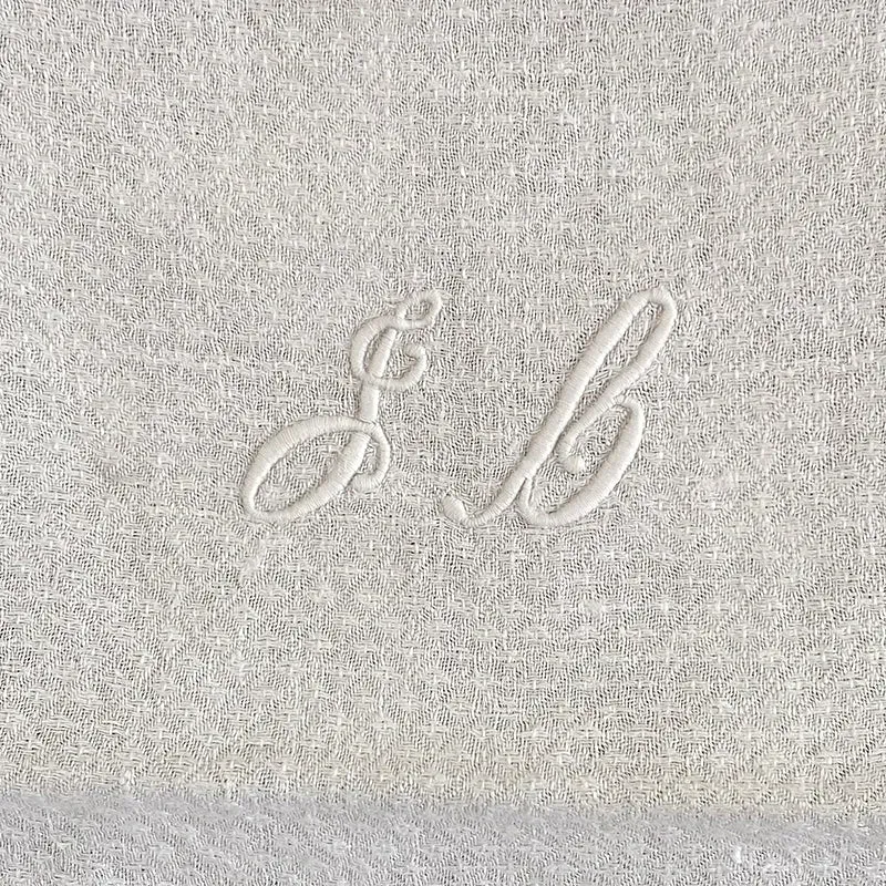 French General JB Monogram serviette lin ancien 69x74 cm