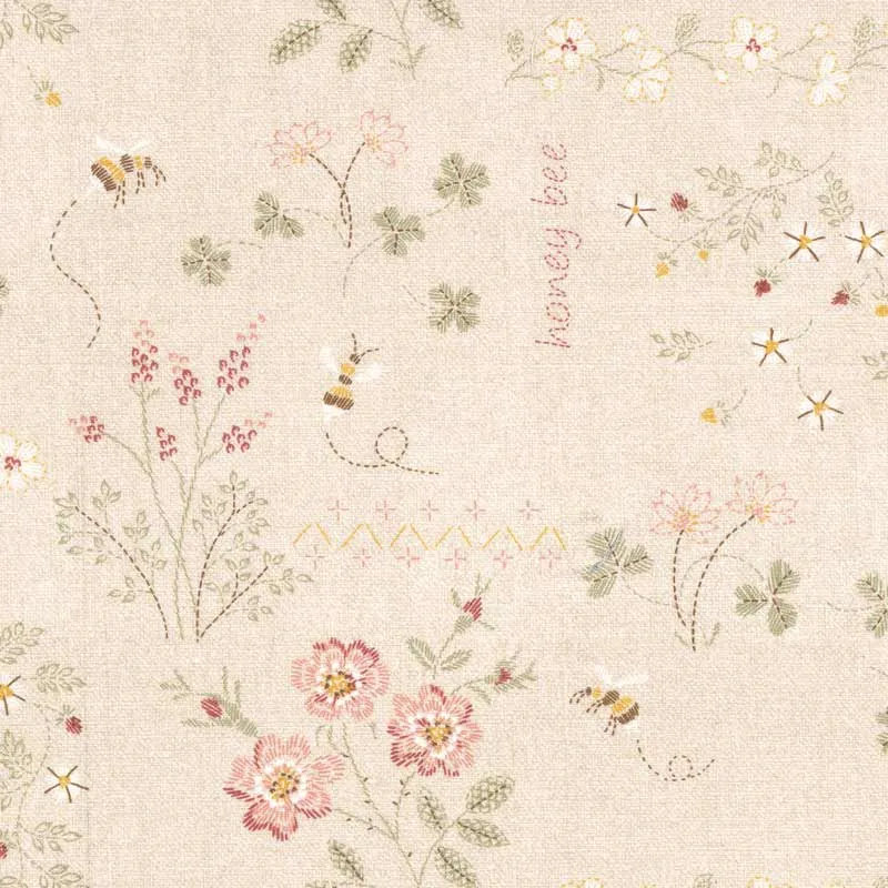 Yoko Saito 2026-01-A11 coupon tissu coton beige 33x35