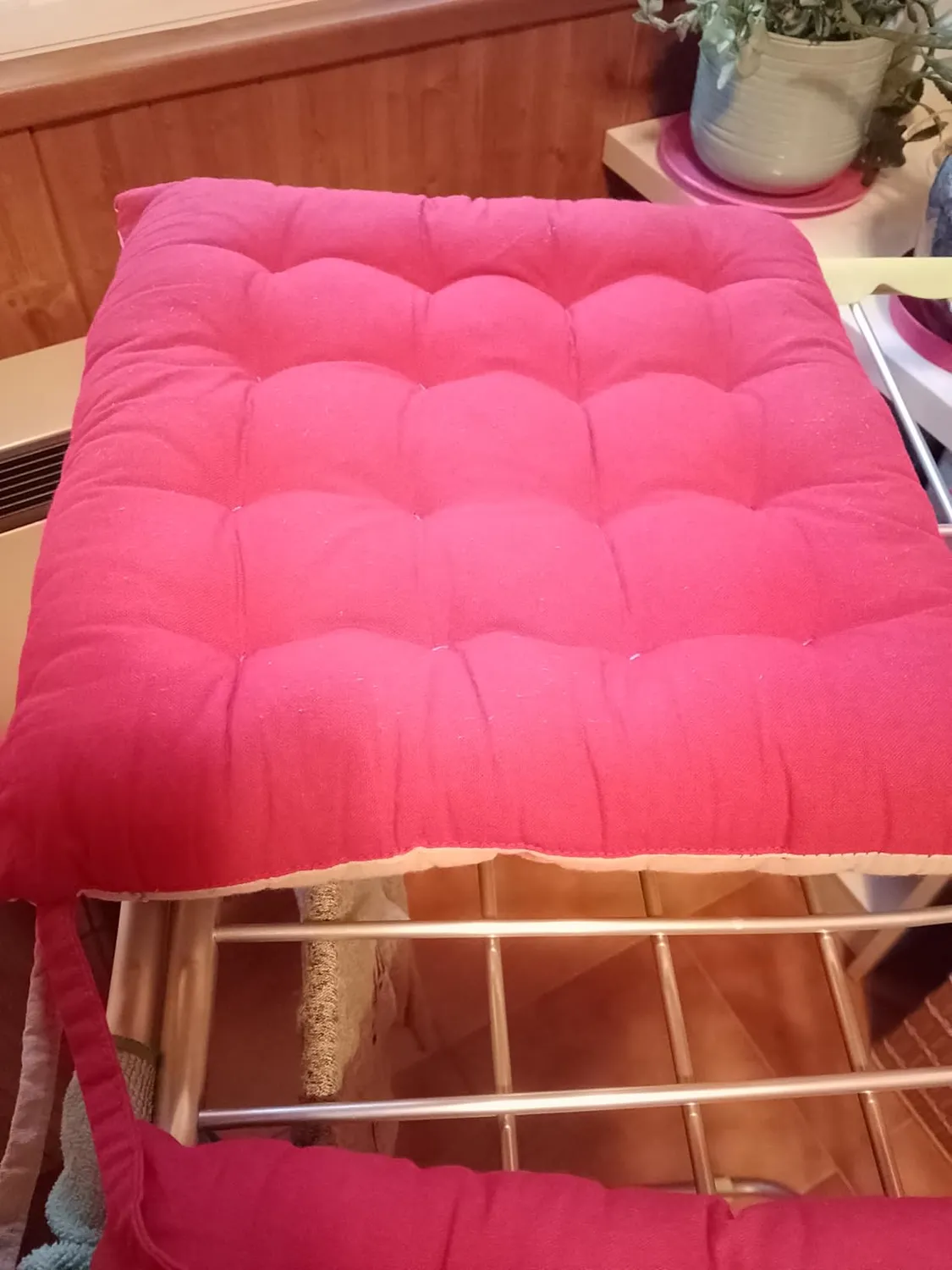 STOF Romantique galette de chaise 40x40 cm rouge lin coton