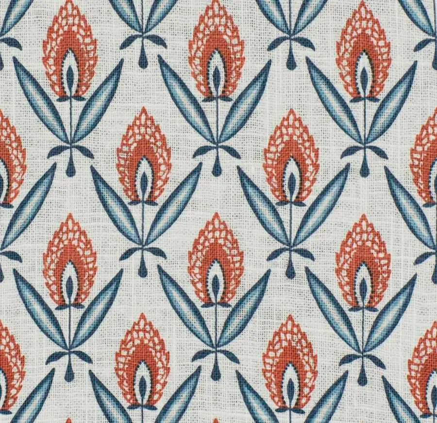 French General Darcy Jardin Indigo tissu ameublement lin