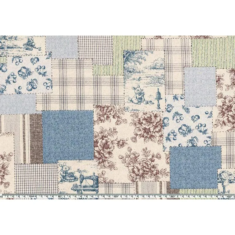 Yoko Saito 2026-02-A02 tissu coton 45x35 cm bleu