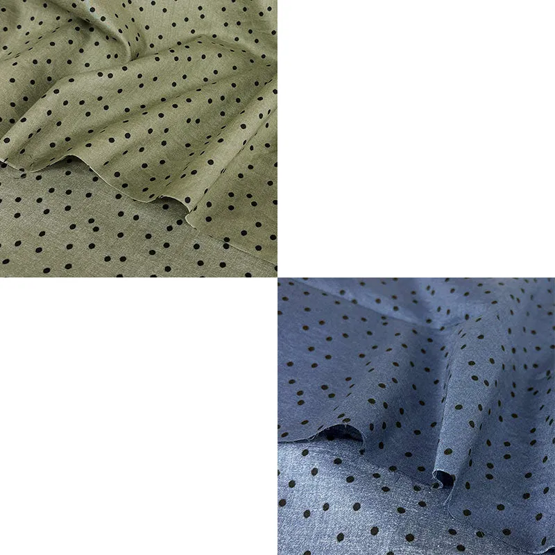 Yoko Saito 80s Royal Lawn tissu coton pois verts au mètre