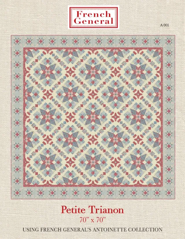 French General Antoinette Petit Trianon patron quilt 70x70 floral