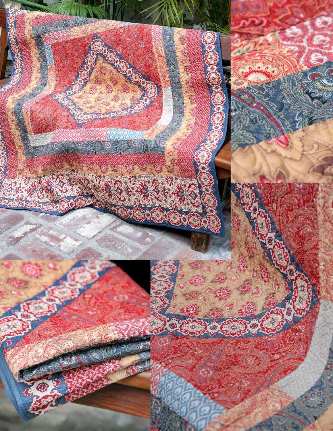 French General Rue Indienne patron quilt imprimé 56x65