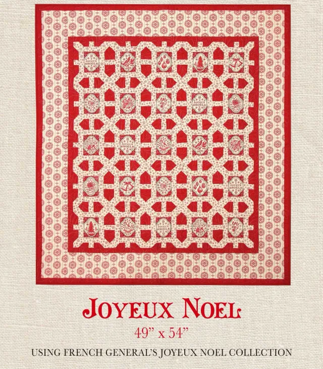 French General Joyeux Noel patron quilt Noël 49x54 imprimé