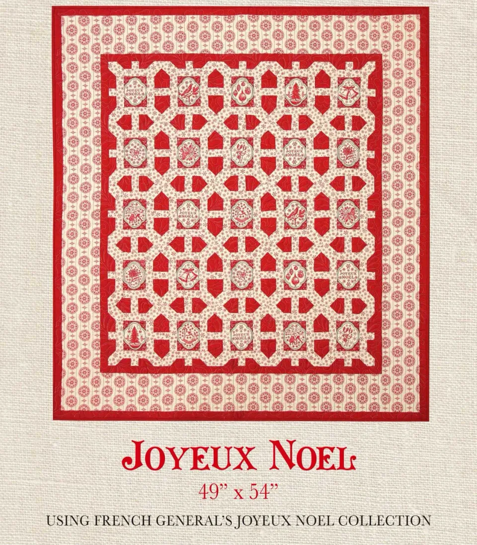 French General Joyeux Noel patron quilt Noël 49x54 imprimé