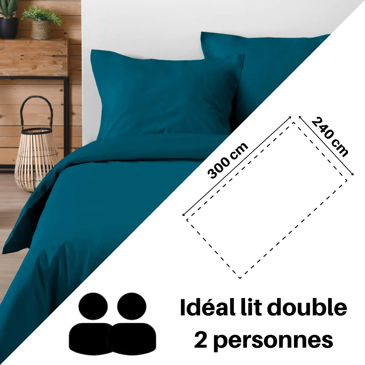 STOF Eden drap plat 240x300 pétrole coton
