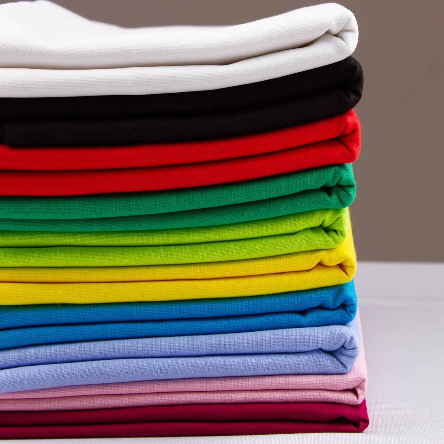 Tissushop lot 10 tissu coton uni 1 m x 150 cm léger