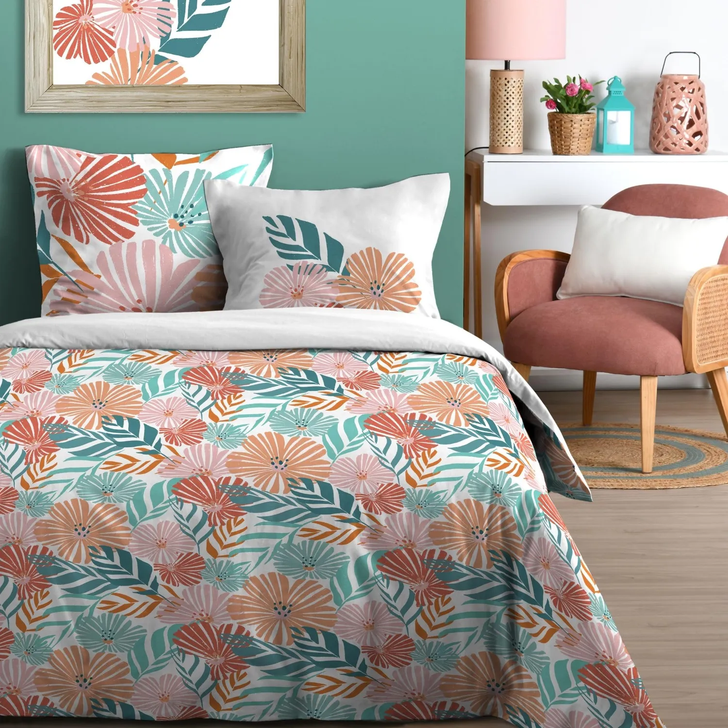 STOF Adriane parure housse de couette rose 240x220 cm coton