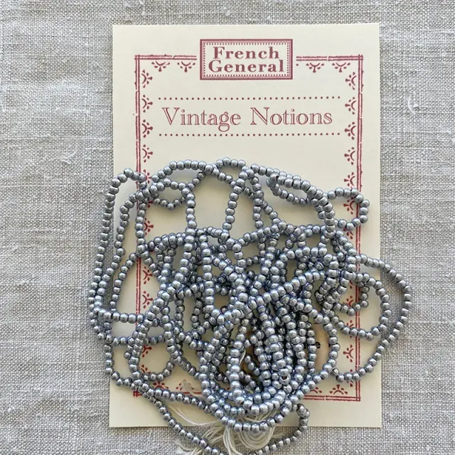 French General Perles Bois Vintage perles argentées 2-3mm