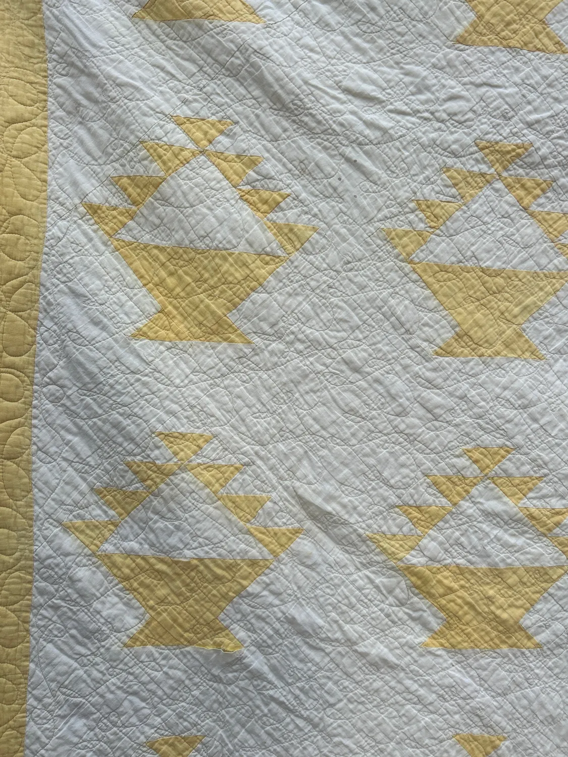 French General quilt vintage paniers jaune 62x76 pouces