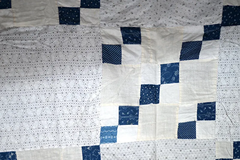 French General Irish Chain dessus quilt ancien indigo 172x198