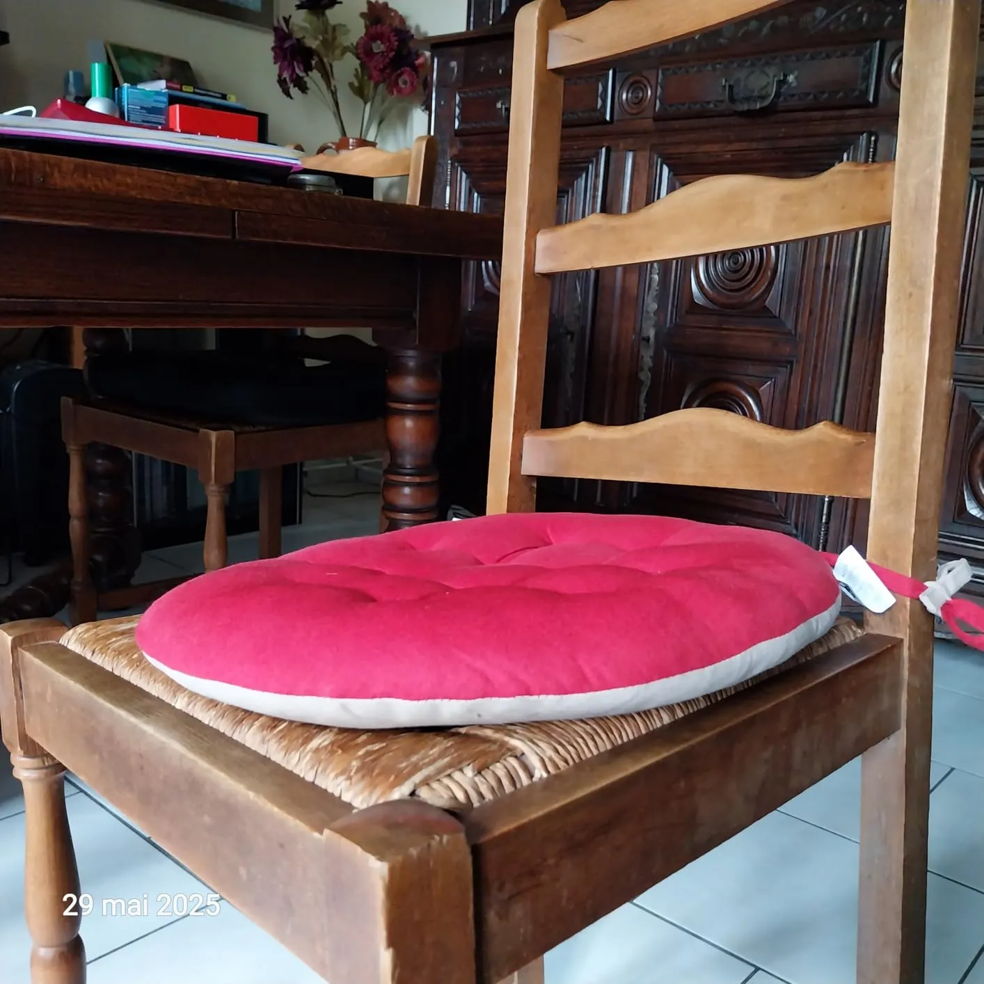 STOF Duo galette de chaise Ø 38 cm rouge lin coton