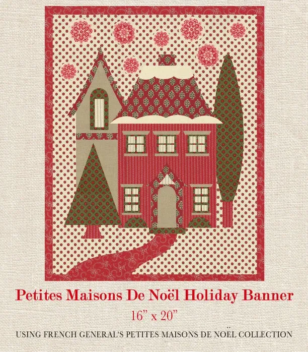 French General Petites Maisons De Noel patron banner appliqué 40x50 cm