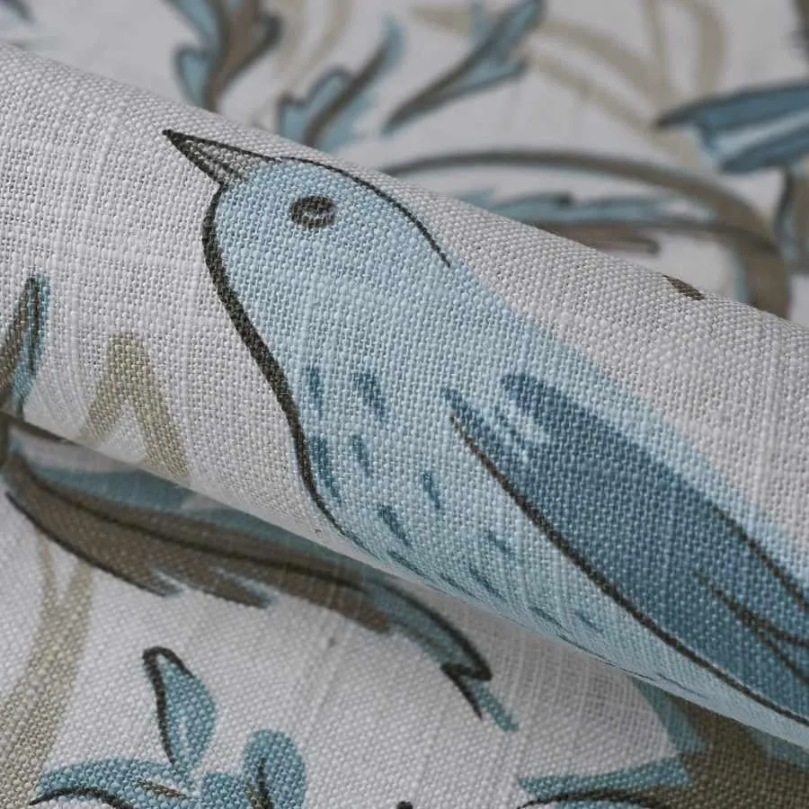 French General Privette La Mer tissu indigo lin coton au mètre