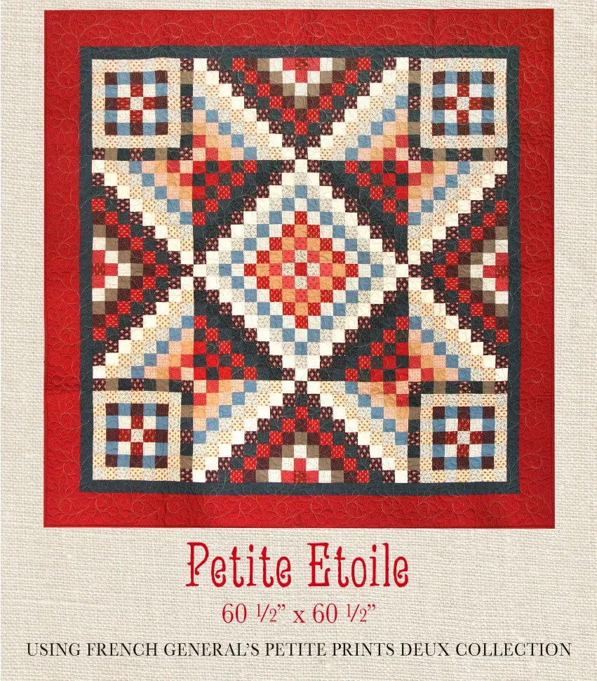 French General Petite Prints Deux Petite Etoile patron quilt 60,5"