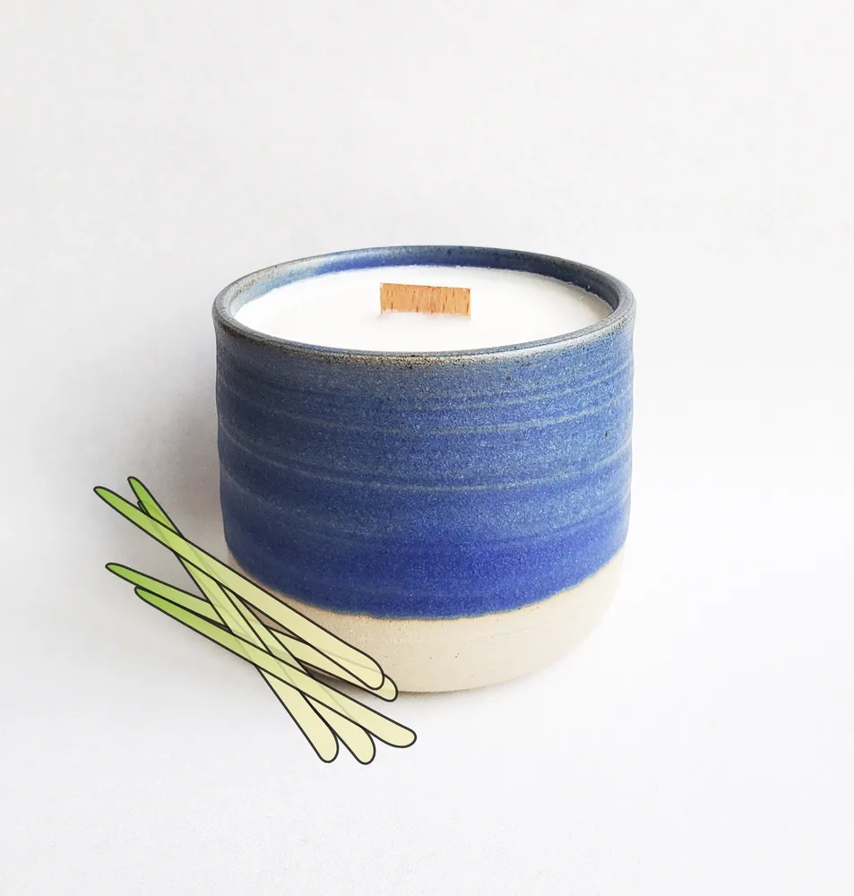 Tribu Indigo Citronelle 30h bougie parfumée mèche bois