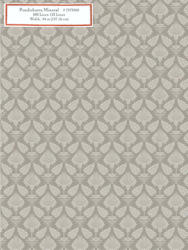 French General Pondicherry tissu ameublement Mineral au mètre 137 cm