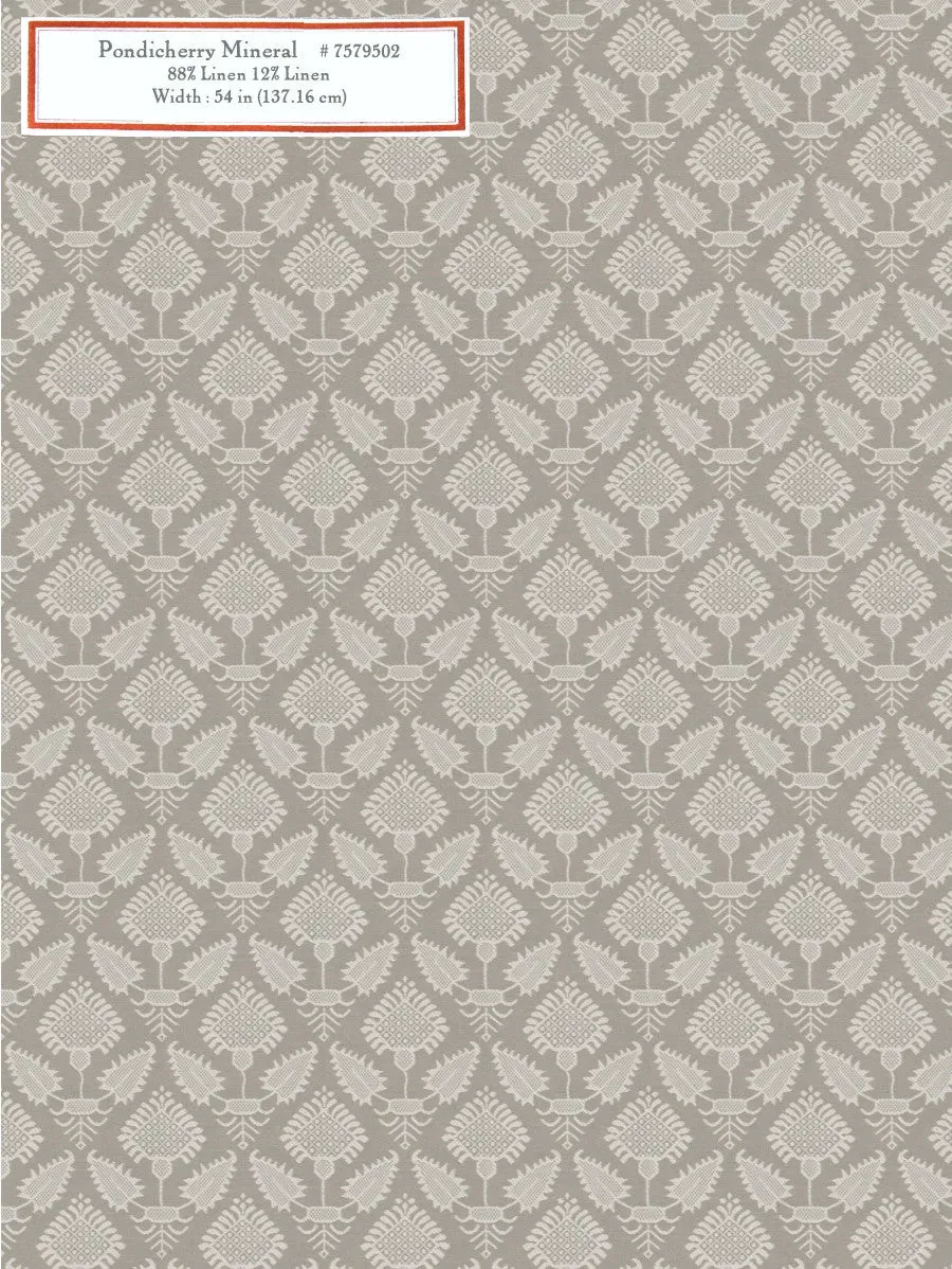 French General Pondicherry tissu ameublement Mineral au mètre 137 cm