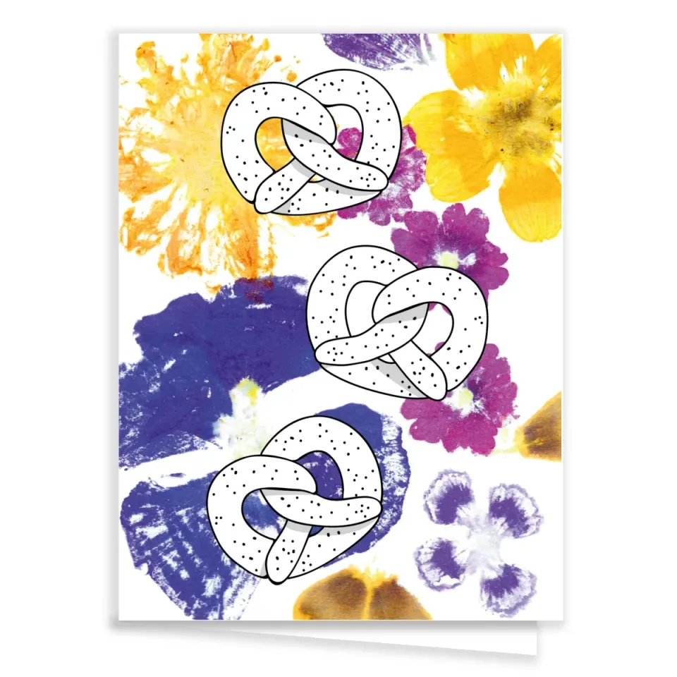 Tribu Indigo carte de vœux fleurie 3 Bretzel A6 recyclée
