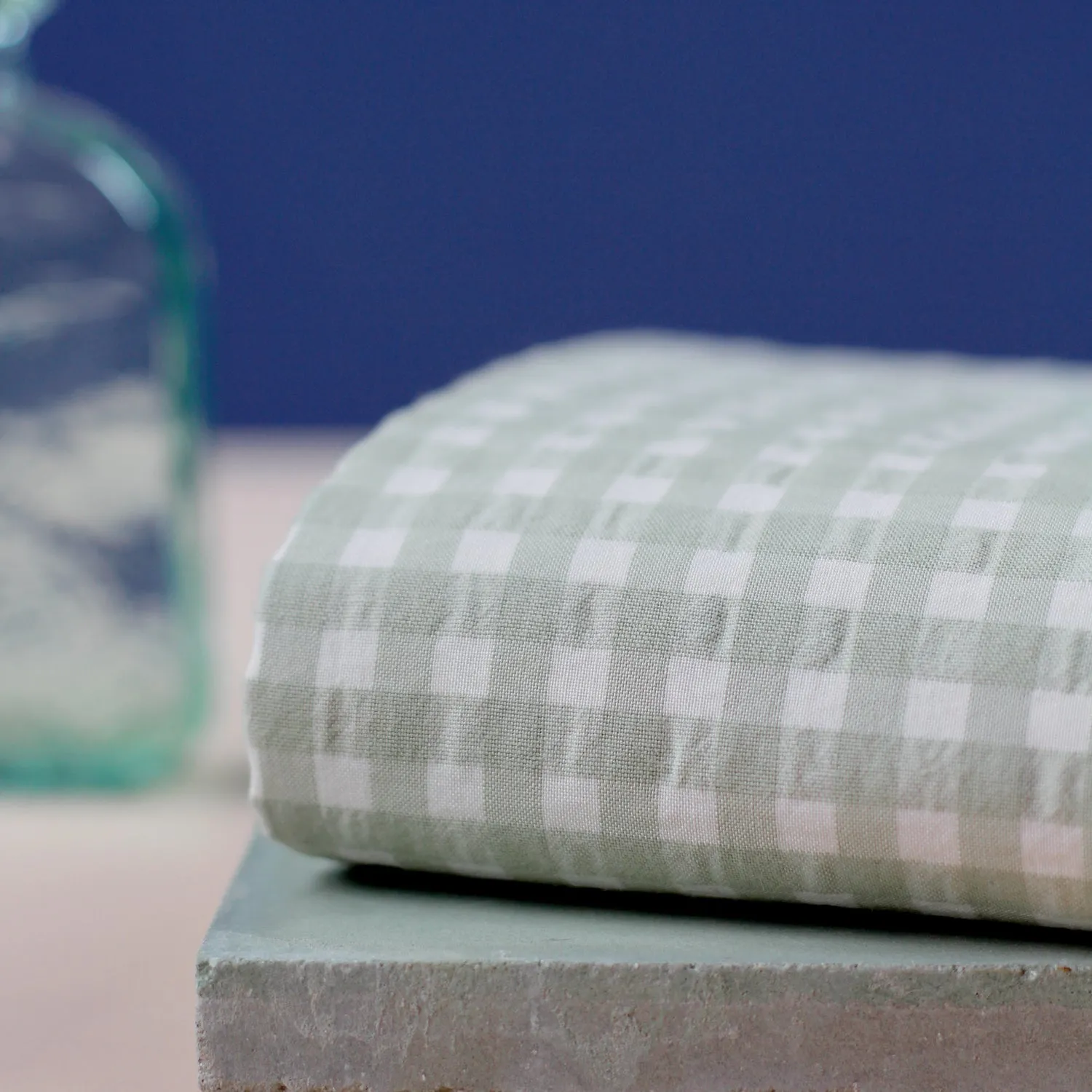 La Maison Naïve Vichy Amande tissu seersucker pastel