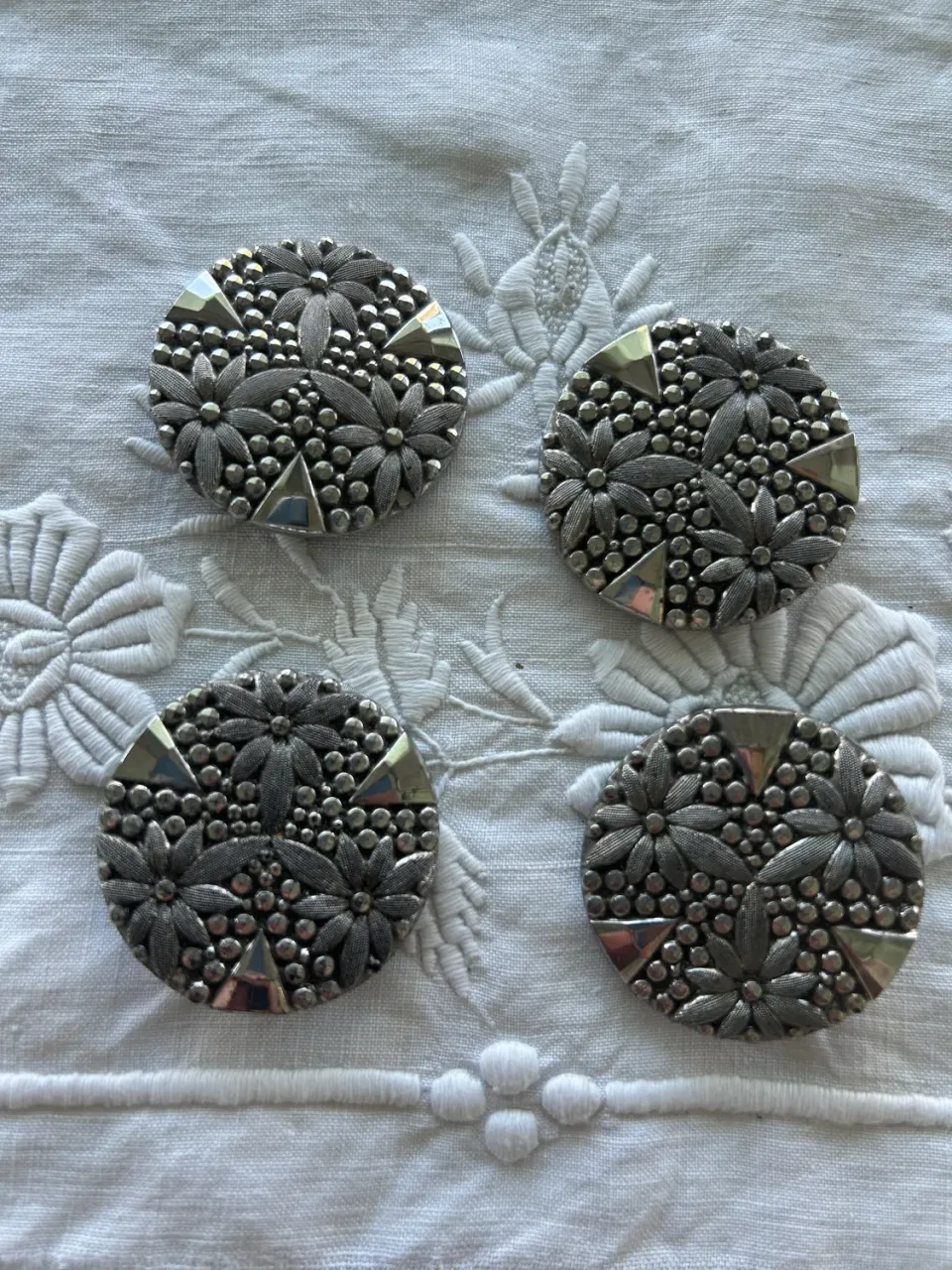 French General boutons en verre ancien lot de 4 35 mm