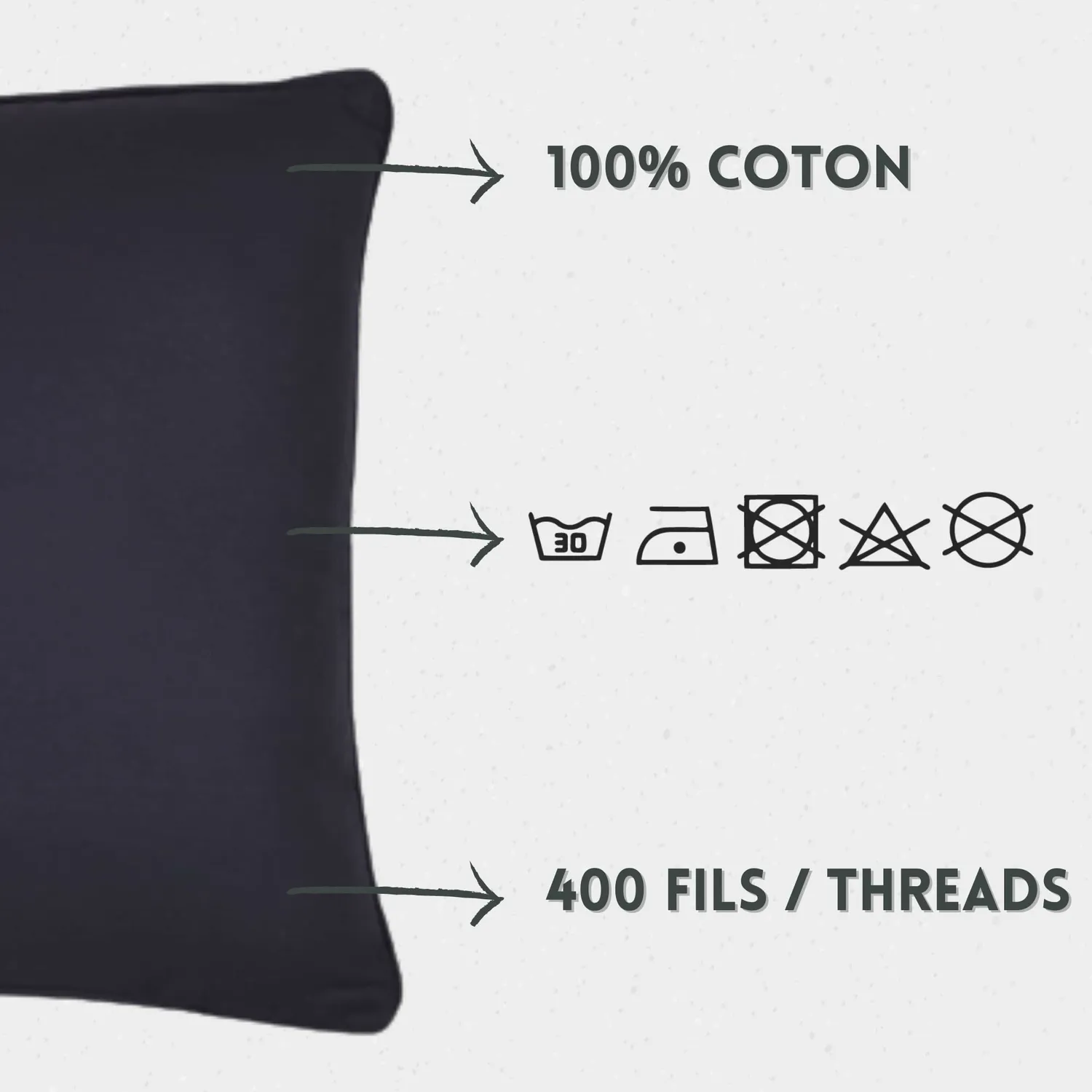 Stof Oxford coussin 45x45 carbone satin de coton