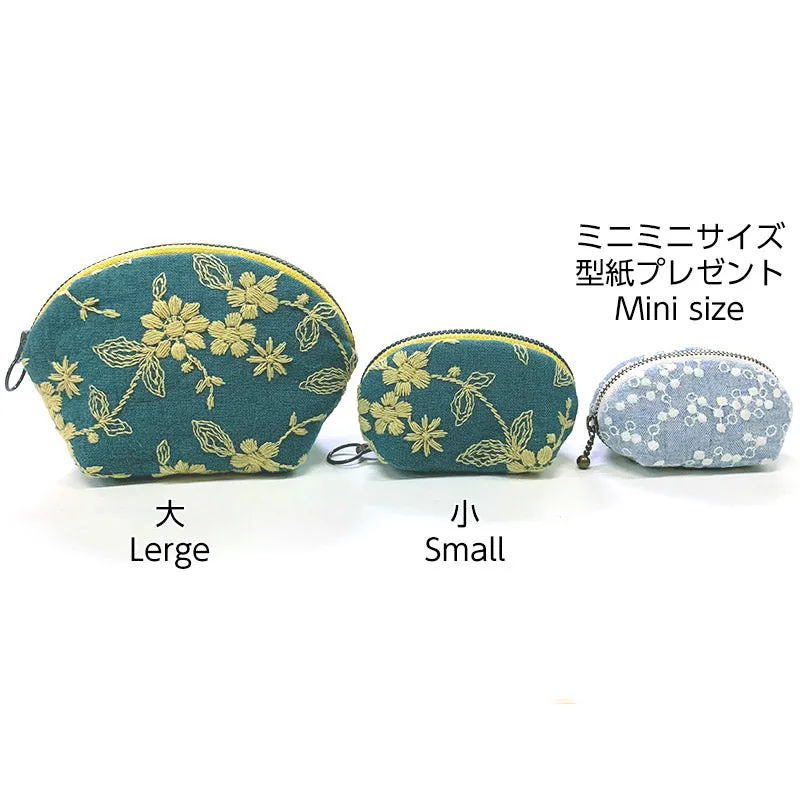 Yoko Saito kit pochette ronde brodée fleur verte grande + petite