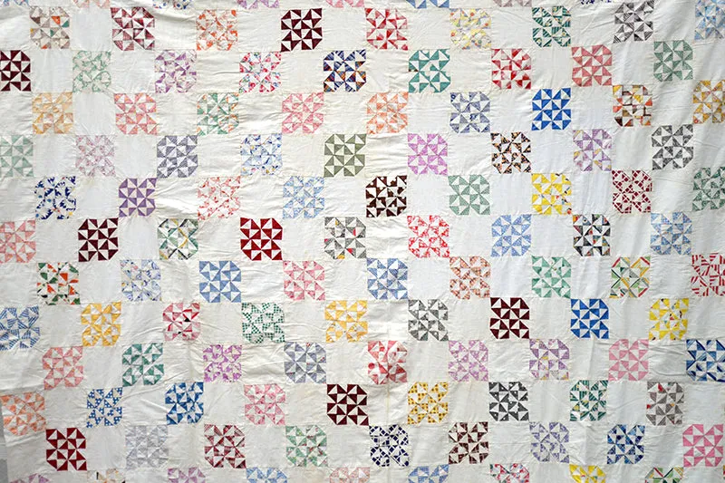 French General Vintage Blossom Chain dessus de quilt 68x80 coton 1930