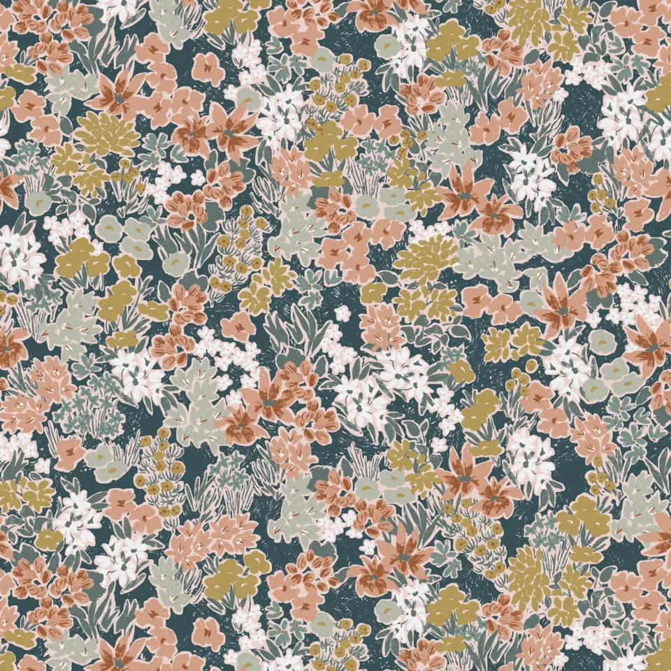 La Maison Naïve Prairie Paon échantillon satin de coton 8,5 cm