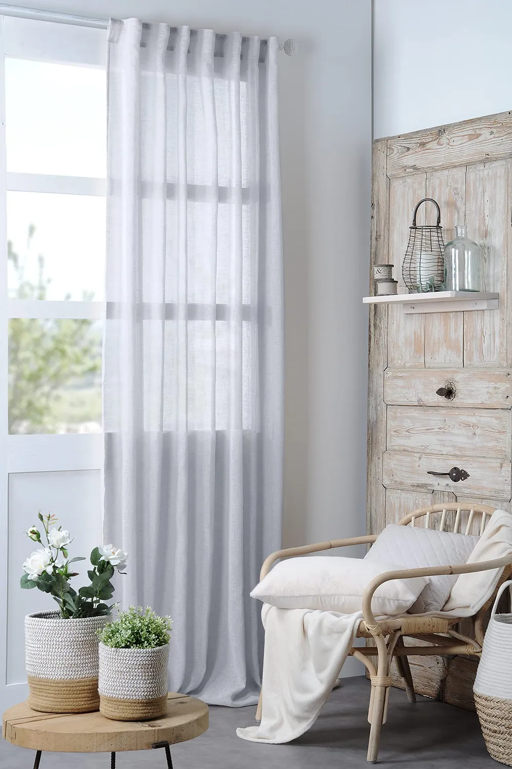 Stof Madrid voile glacier 140x260 cm effet lin