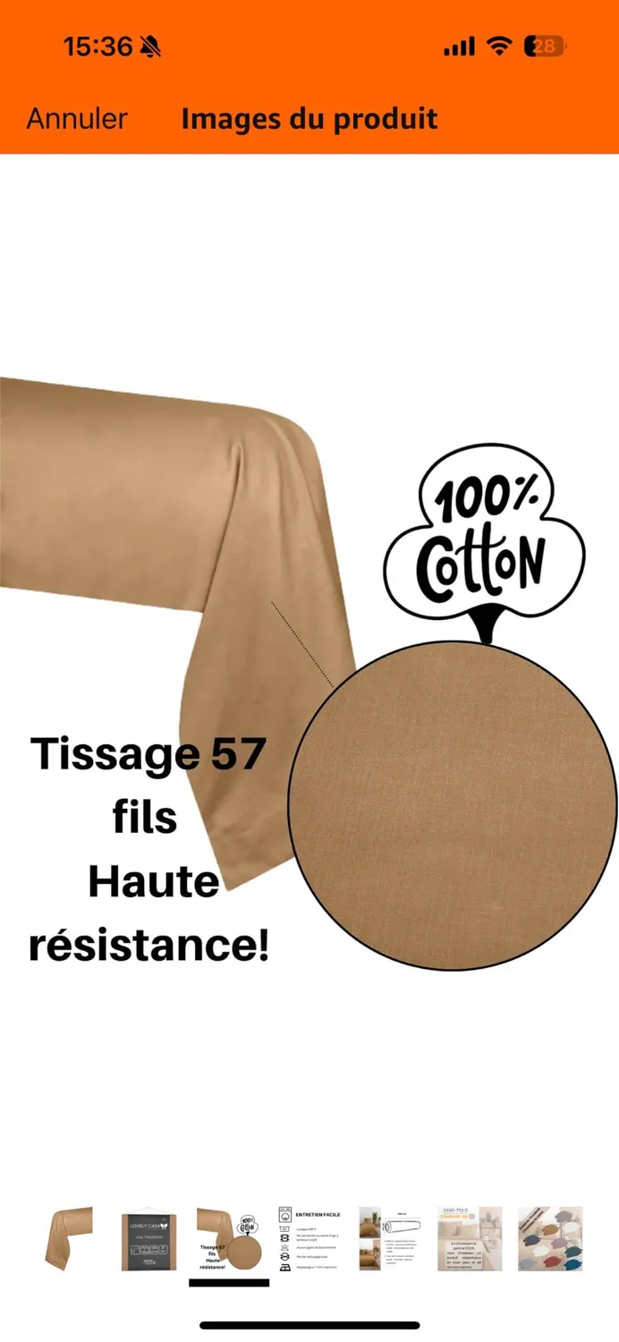 STOF Eden taie de traversin 45x185 curry coton
