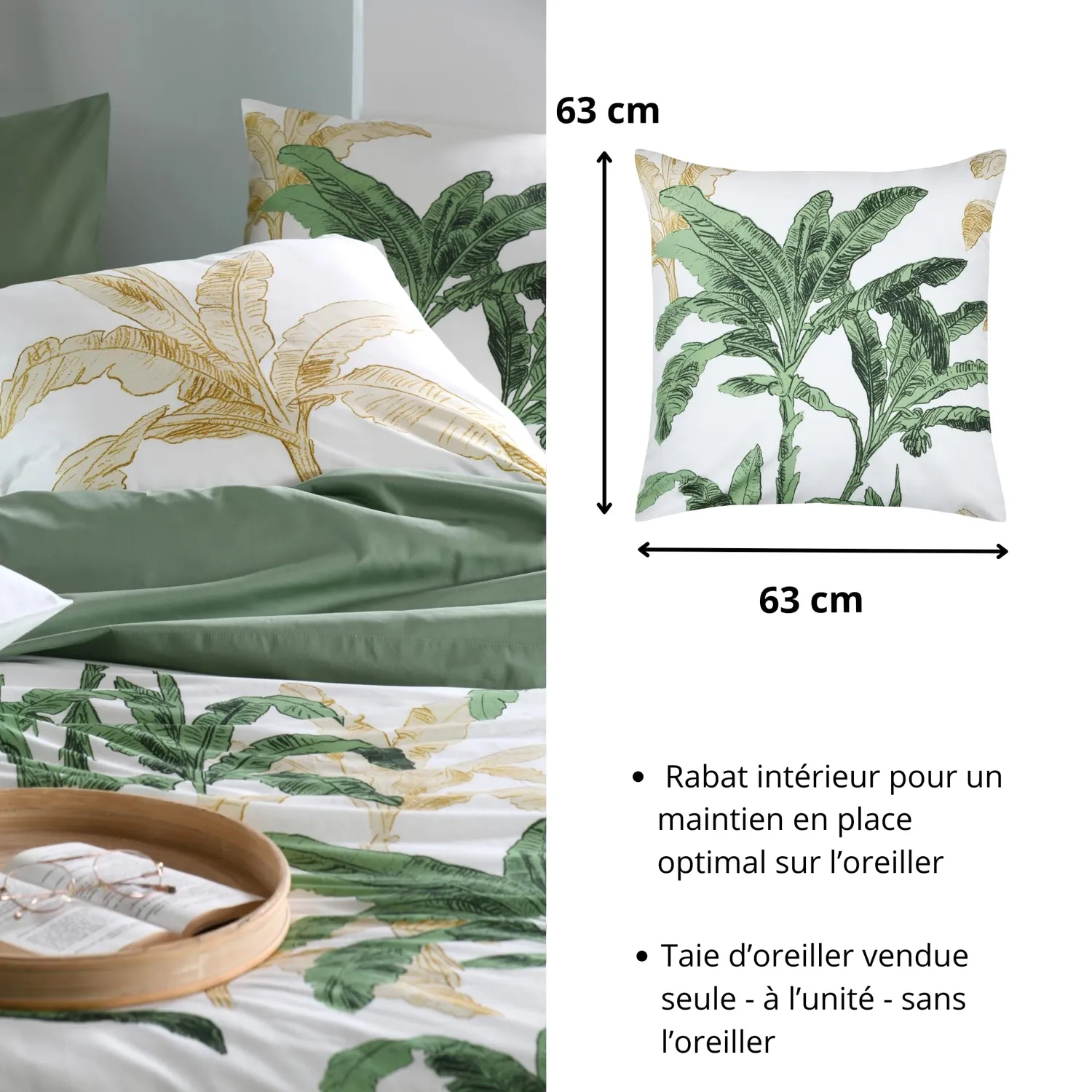 STOF Arama taie d'oreiller 63x63 vert percale