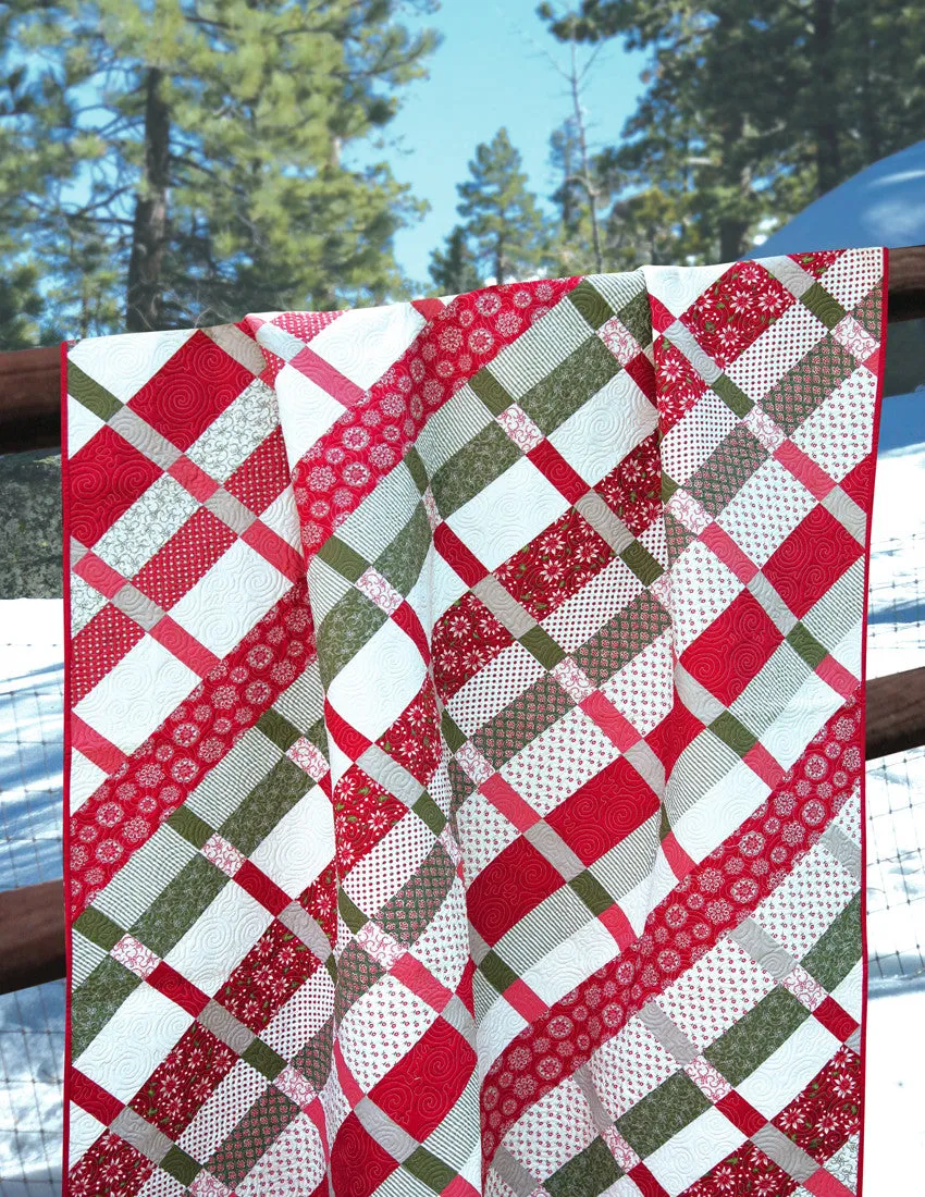 French General Canne de Bonbon patron quilt maisons Noël imprimé