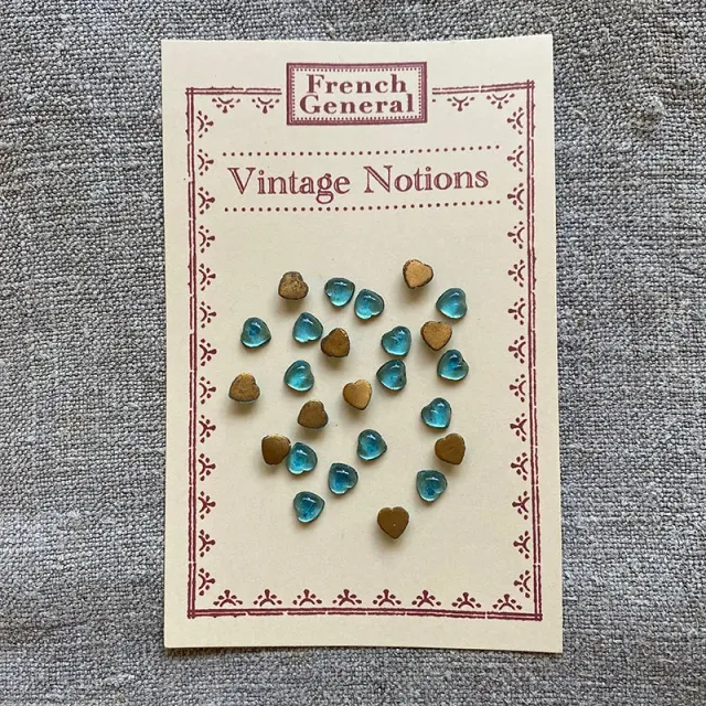 French General Vintage cabochons cœur Aqua 8mm x24 Japon