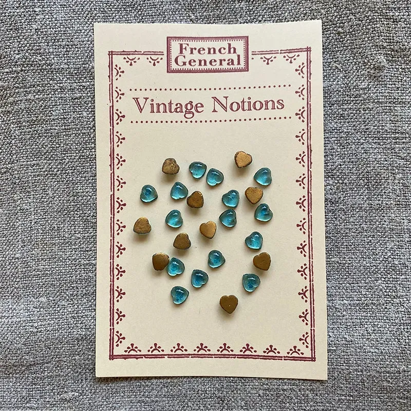 French General Vintage cabochons cœur Aqua 8mm x24 Japon