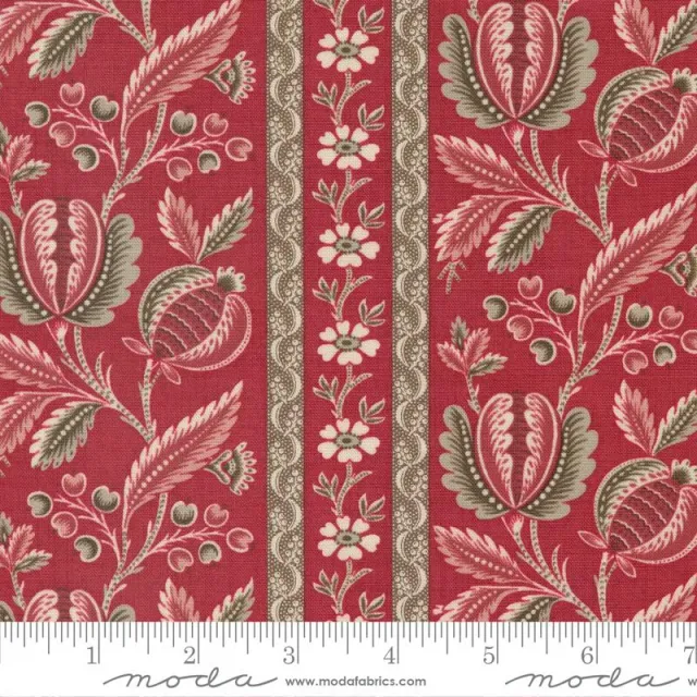 French General Chateau de Chantilly 13940 14 tissu coton rouge