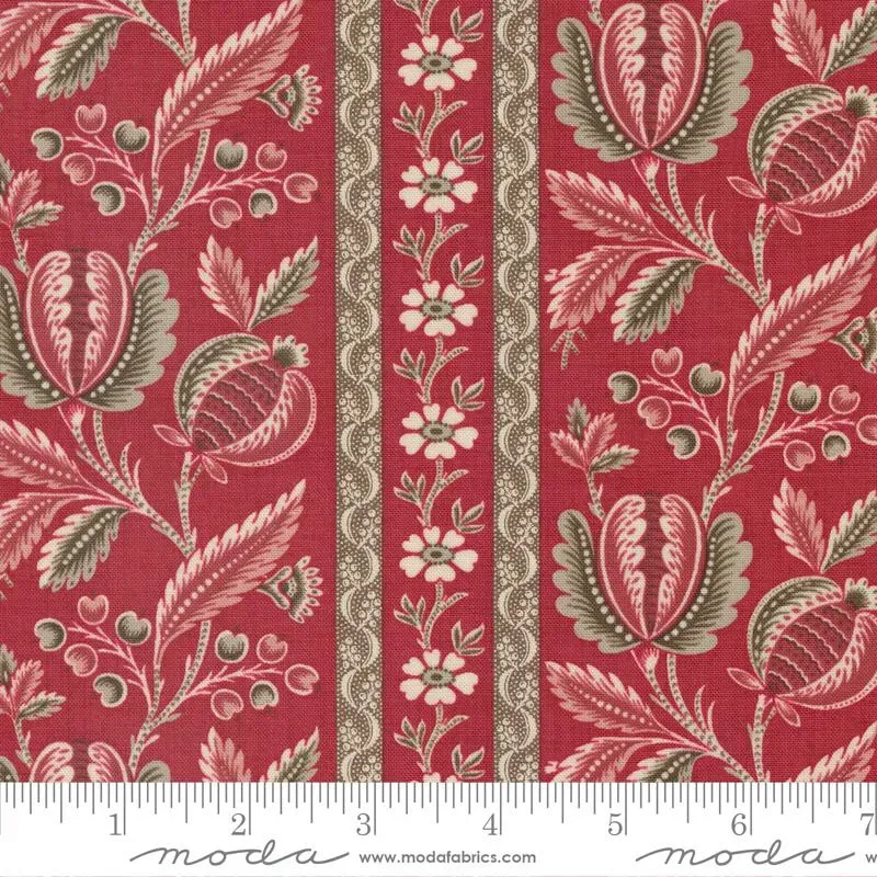 French General Chateau de Chantilly 13940 14 tissu coton rouge